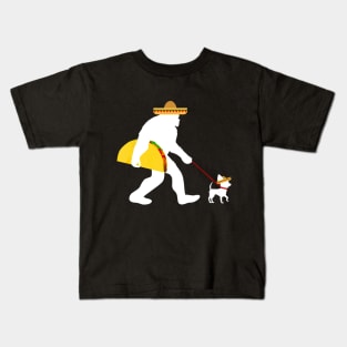 Big Taco Sombrero Chihuahua Dog Bigfoot Kids T-Shirt